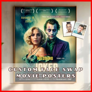 Personalized Movie Poster by Joker with Custom Face Swap Art. Movie Cover Featuring Custom Joker Inspired Couple Portrait. Poster Artwork.