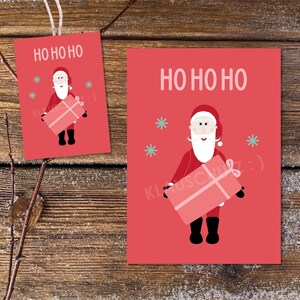 Postkarte Weihnachten Geschenkanhänger Weihnachtsmann Nikolaus Weihnachtsgeschenk Weihnachtspost Weihnachtsdeko HoHoHo