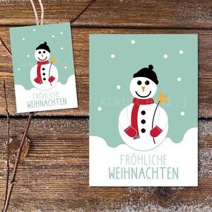 Carte postale Étiquette cadeau de Noël Bonhomme de neige Post de Noël Décoration Joyeux Noël