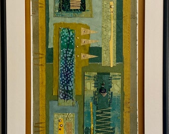 A CALMING INFLUENCE - matted, framed mixed media collage