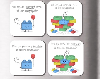 JW Magnets - English/Spanish - Sold in bulk - Lego Piece - Annual Pioneer meeting