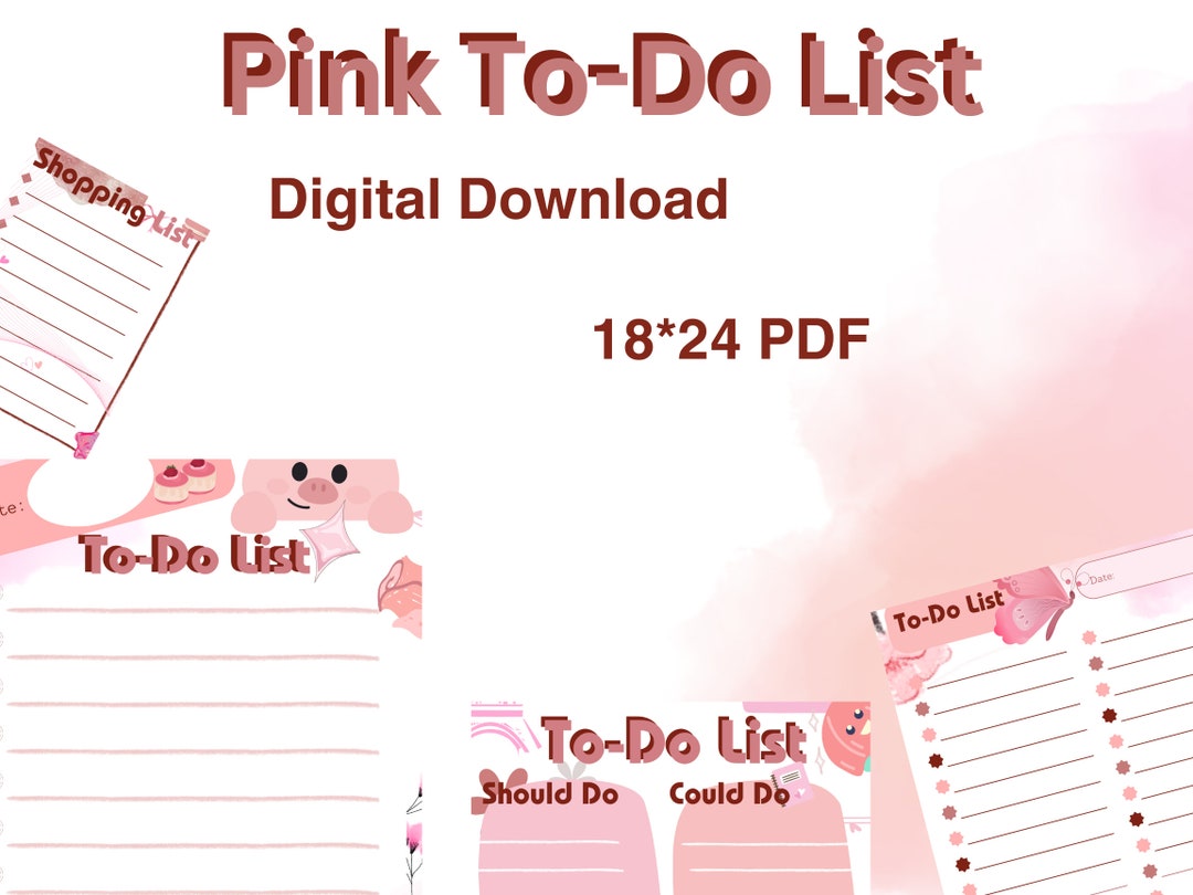 Pink To-do List Template, Printable and Editable, 1824 Portrait ...