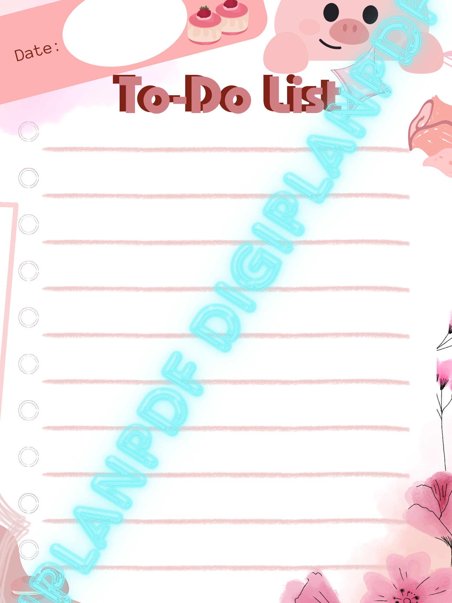 Pink To-do List Template, Printable and Editable, 1824 Portrait ...