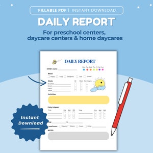 Daycare Daily Form, Childcare Centre, Home Daycare, Daycare Daily Log, Infant Report, Toddler Daily, Daycare Communication,Nanny, Babysitter