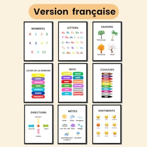 Set of 9 French Alphabet Posters | Educational Classroom Prints | Homeschool Learning Wall Art | Kindergarten Classroom Language | PDF Print