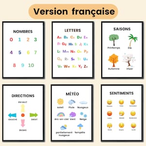 Set of 6 French Alphabet Posters | Educational Classroom Prints | Homeschool Learning Wall Art | Kindergarten Classroom Language | PDF Print