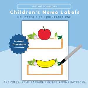 Fruit & Vegetable Name Labels for Kids – Classroom, Daycare, Preschool, Home Daycare, School Name Tags, Teacher Supplies, Kids Name Stickers