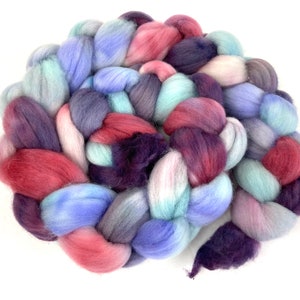Sleeping Beauty SC - 4 oz hand painted wool combed top, roving, spinning fiber, handspinning, felting, weaving, doll making, needle felting