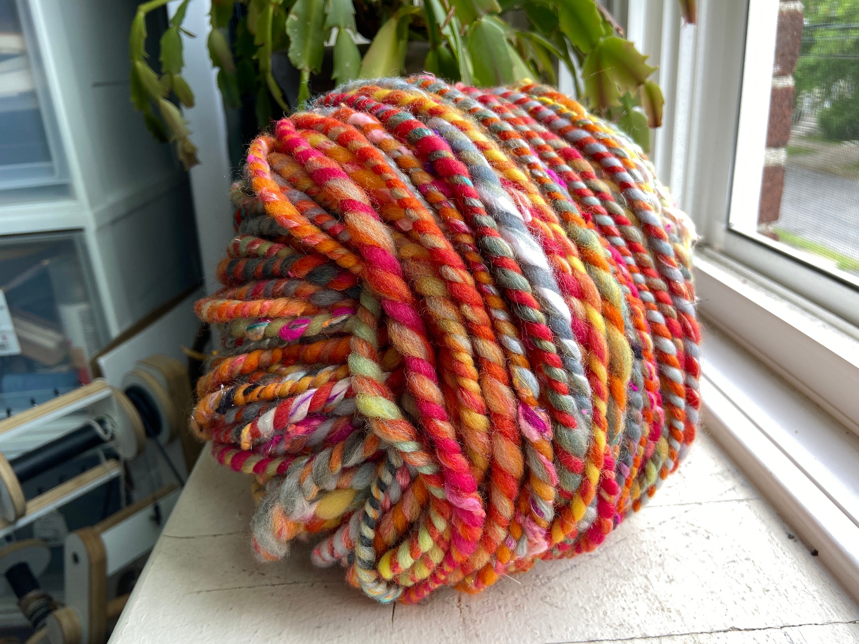 Giant handspun multicolored yarn, XL super bulky chunky yarn