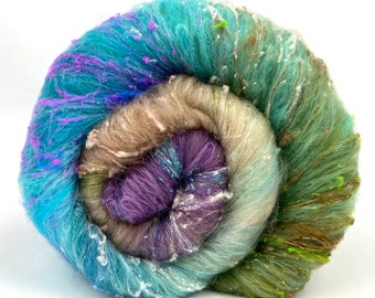 Sweet Promise Batt 0422-01 - 2.7 oz Merino wool, silk, noils, spinning fiber, handspinning, nuno, felting wool, weaving