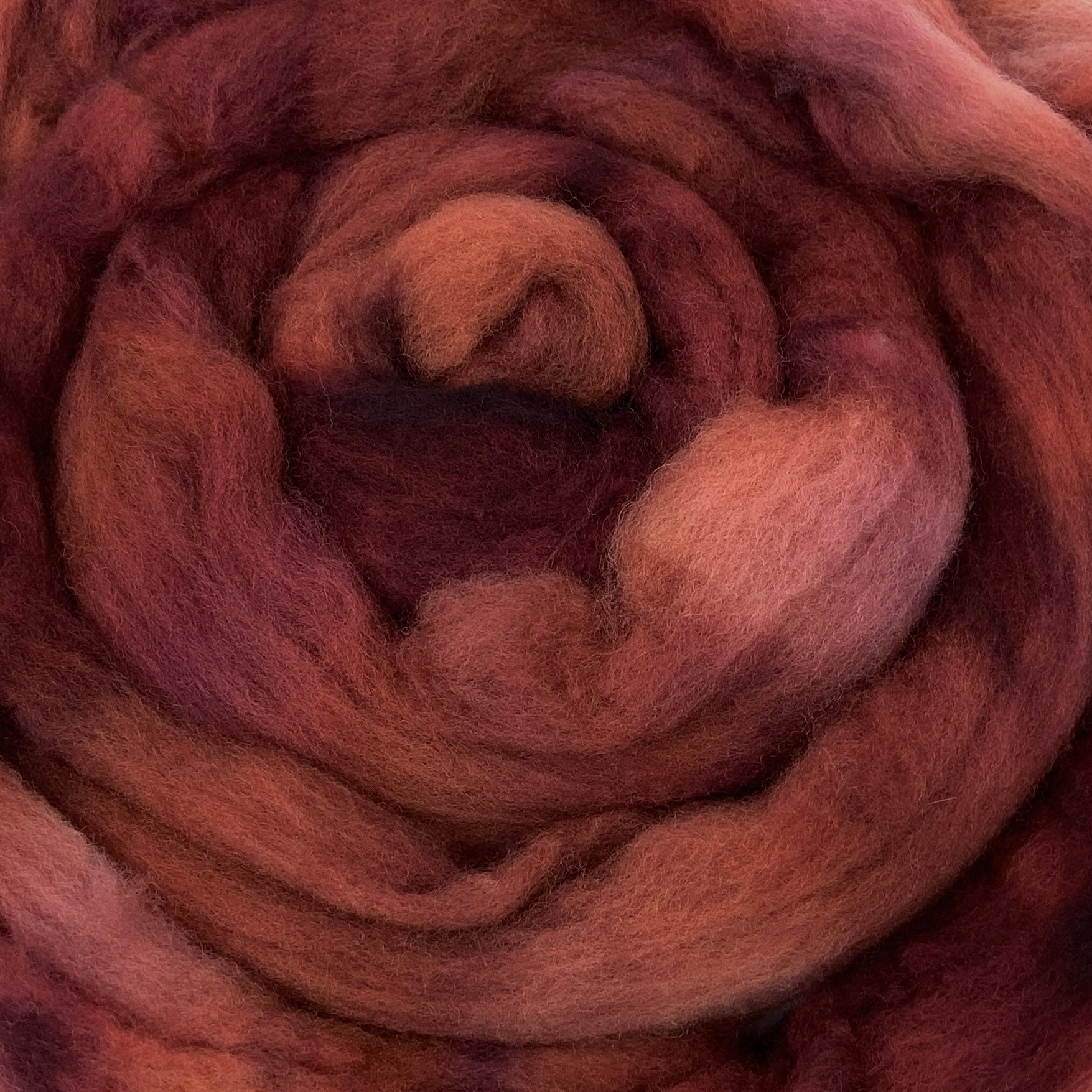 Mahogany - 2 oz repeatable semisolid wool top, Polwarth, Merino, Targhee, BFL, Falkland, felting, spinning, weaving