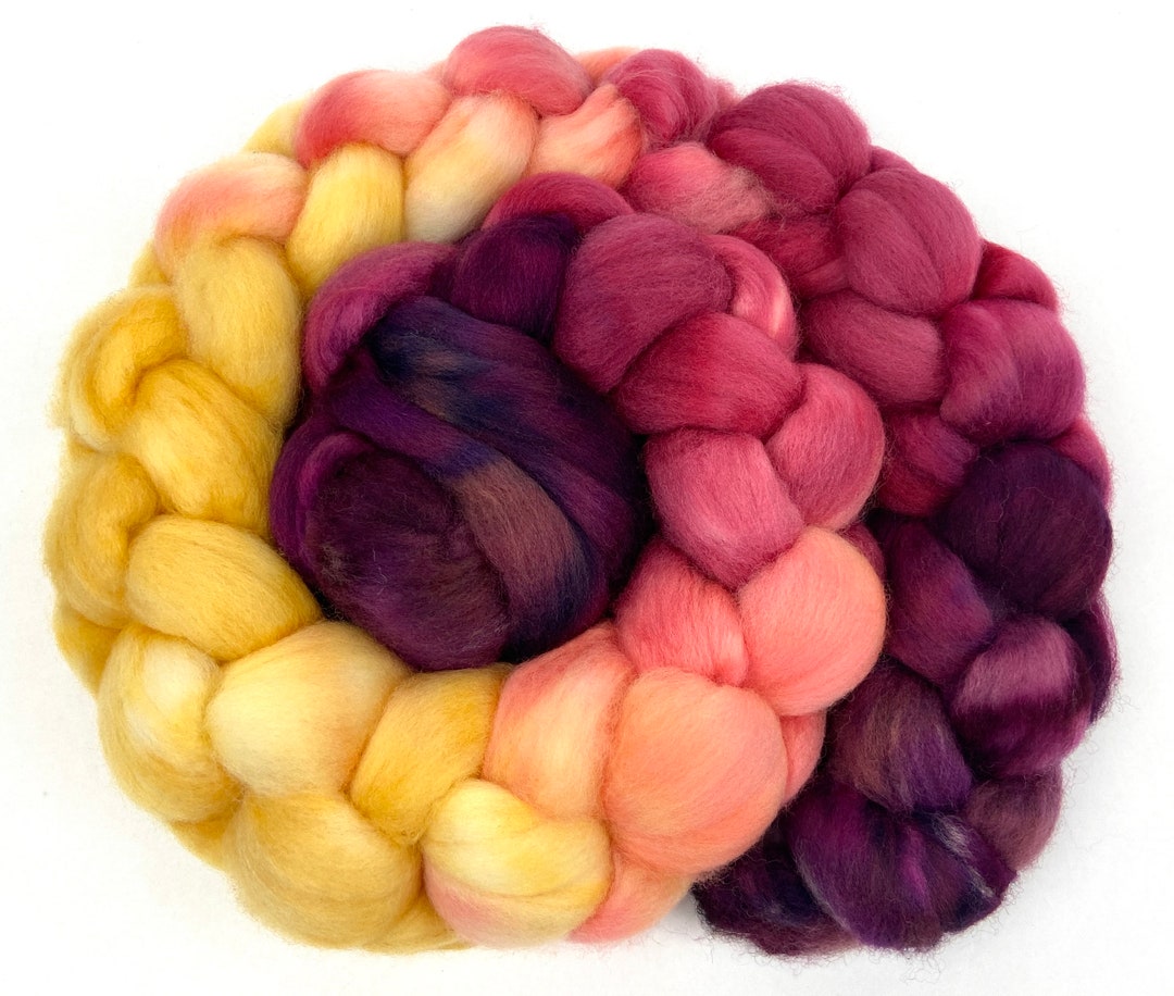 Retro Chic MG 4 Oz Hand Painted Wool Combed Top, Roving, Spinning Fiber, Handspinning, Nuno