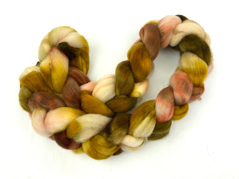 Chicken Of The Woods SC 4 oz hand painted wool combed top, roving, spinning fiber, handspinning, nuno felting, spinning supplies, weaving image 3