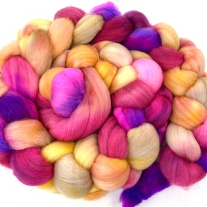Ode to Joy SC - 4 oz hand painted wool combed top, roving, spinning fiber, needle felting, nuno felting, weaving supplies, dreadlocks, doll