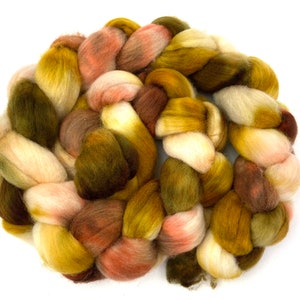 Chicken Of The Woods SC 4 oz hand painted wool combed top, roving, spinning fiber, handspinning, nuno felting, spinning supplies, weaving image 1