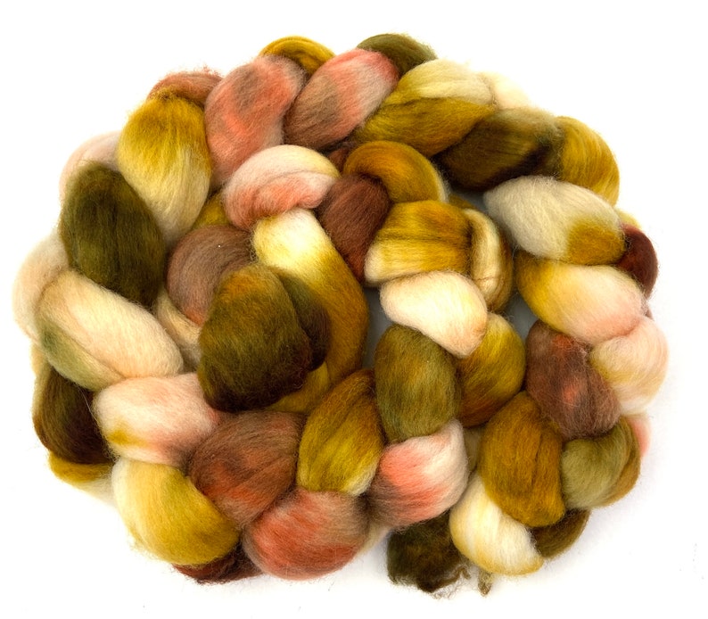 Chicken Of The Woods SC 4 oz hand painted wool combed top, roving, spinning fiber, handspinning, nuno felting, spinning supplies, weaving image 1