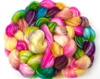 Superwash - Super Nerds MG - 4 oz Panda Sparkle superwash wool, combed top, roving, spinning fiber, handspinning, sock yarn, baby yarn