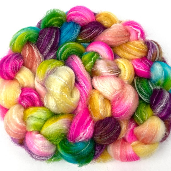 Superwash - Super Nerds MG - 4 oz Panda Sparkle superwash wool, combed top, roving, spinning fiber, handspinning, sock yarn, baby yarn