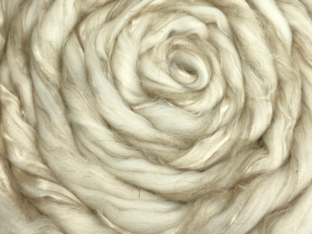 Undyed Merino, Silk, Flax Combed Top, 4 Oz, Roving, Spinning Fiber ...