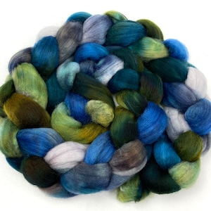 Midnight Swim SC - 4 oz hand dyed wool combed top, nuno, dreads, spinning fiber, weaving, needle felting, dreads, doll making, fiber arts