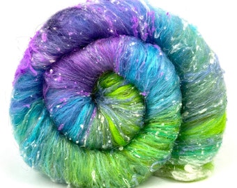 Chrysalis Batt 0422-03 - 2.9 oz Merino wool, silk, noils, spinning fiber, handspinning, nuno, felting wool, weaving