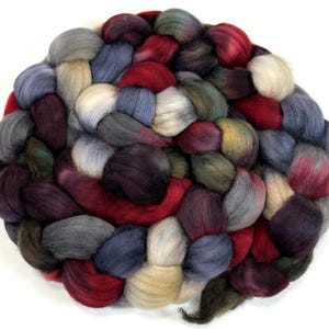 Ghoulish SC - 4 oz hand painted wool combed top, roving, spinning fiber, nuno felting, spinning supplies, weaving, dreads, doll making
