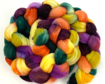 Magnolia SC - 4 oz hand painted wool combed top, roving, spinning fiber, handspinning, nuno felting, spinning supplies