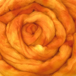Pumpkin - 2 oz repeatable semisolid wool top, Polwarth, Merino, Targhee, BFL, Falkland, felting, spinning, weaving