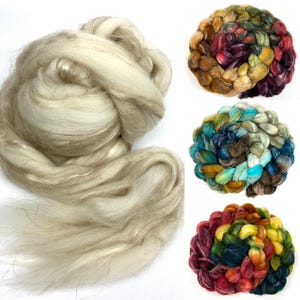 Merino/Silk/Flax - you choose the colorway - 4 oz hand dyed wool combed top, roving, spinning fiber, handspinning, felting, weaving