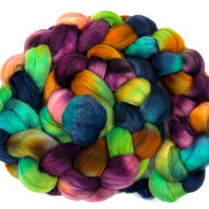 Reverie SC - 4 oz hand painted wool combed top, roving, spinning fiber, handspinning, nuno felting, spinning supplies, weaving