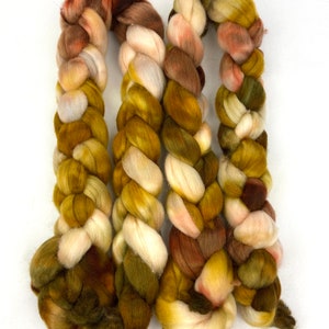 Chicken Of The Woods SC 4 oz hand painted wool combed top, roving, spinning fiber, handspinning, nuno felting, spinning supplies, weaving image 4