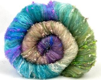 Sweet Promise Batt 0422-02 - 2.7 oz Merino wool, silk, noils, spinning fiber, handspinning, nuno, felting wool, weaving