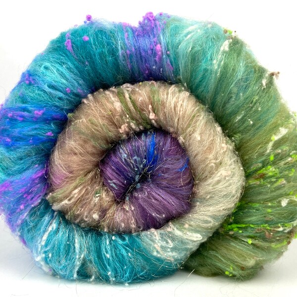 Sweet Promise Batt 0422-02 - 2.7 oz Merino wool, silk, noils, spinning fiber, handspinning, nuno, felting wool, weaving