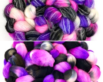 Flash Dance - 4 oz hand dyed wool combed top, roving, spinning fiber, handspinning, felting, weaving