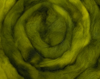 Ripe Olive - 2 oz repeatable semisolid wool top, Polwarth, BFL, Targhee or Merino