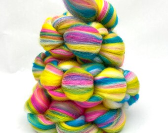 Jellybean - 4 oz blended combed top, Merino wool, roving, spinning fiber, handspinning, nuno felting, weaving