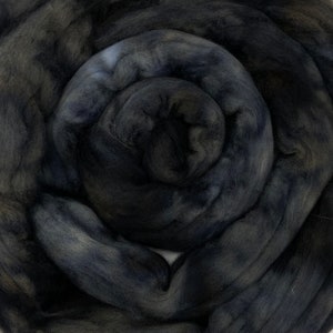 Carbon - 2 oz repeatable semisolid wool top, Polwarth, Merino, Targhee, BFL, Falkland, felting, spinning, weaving