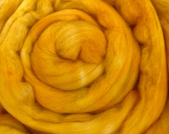 Saffron - 2 oz repeatable semisolid wool top, Polwarth, Merino, Targhee, BFL, Falkland, felting, spinning, weaving