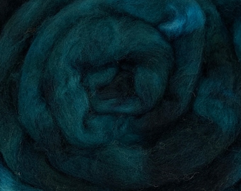 Blue Spruce - 2 oz repeatable semisolid wool top, Polwarth, Merino, Targhee, BFL, Falkland, felting, spinning, weaving, dreads