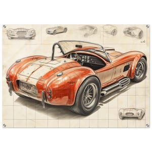 Shelby Cobra | Acrylic Glass Wall Art | Large High Gloss Sports Car | Home Decor Wall Art | Ready To Hang Modern Art Print On Glass
