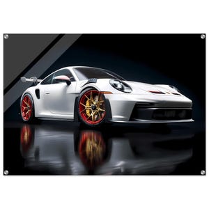 Porsche 911 GT3 RS Acrylic Wall Art - Supercar Print, Luxury Automotive Decor for Garage, Office, or Man Cave