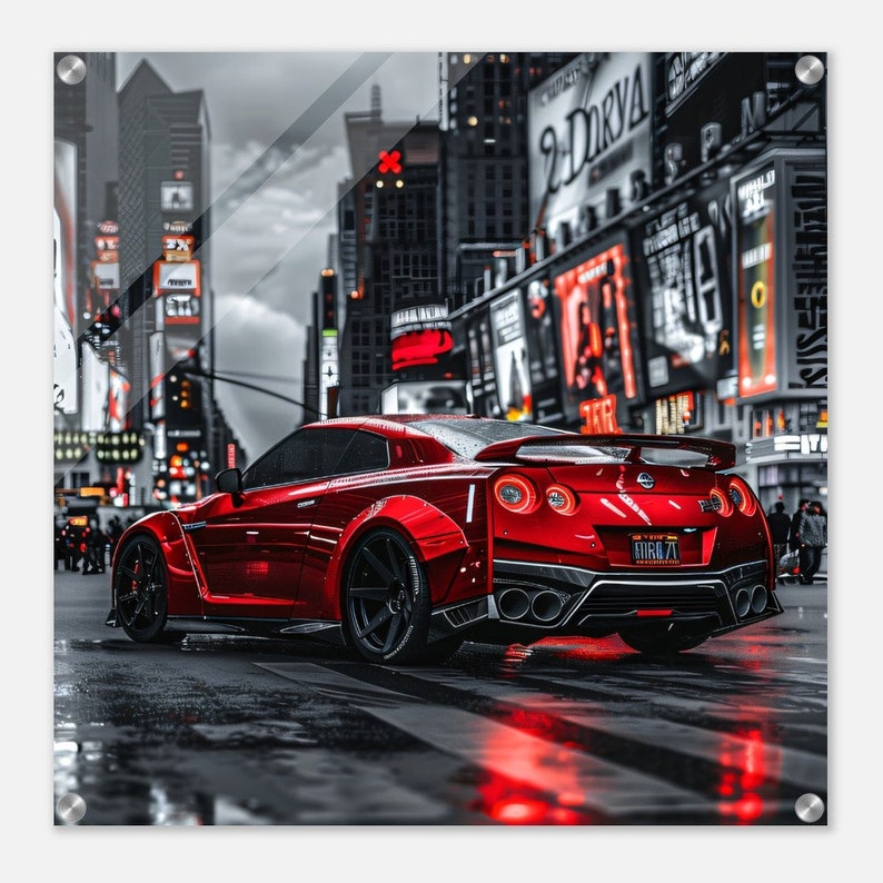 Nissan GTR R35 Acrylic Wall Art Red Nissan Skyline Print Car Lover nissan-gtr-r35-acrylic-wall-art-red-nissan-skyline-print-car-lover
