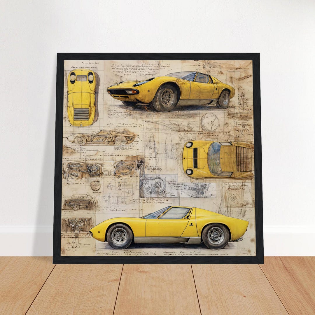 1968 Lamborghini Miura Blueprint Wall Art | Lamborghini Technical