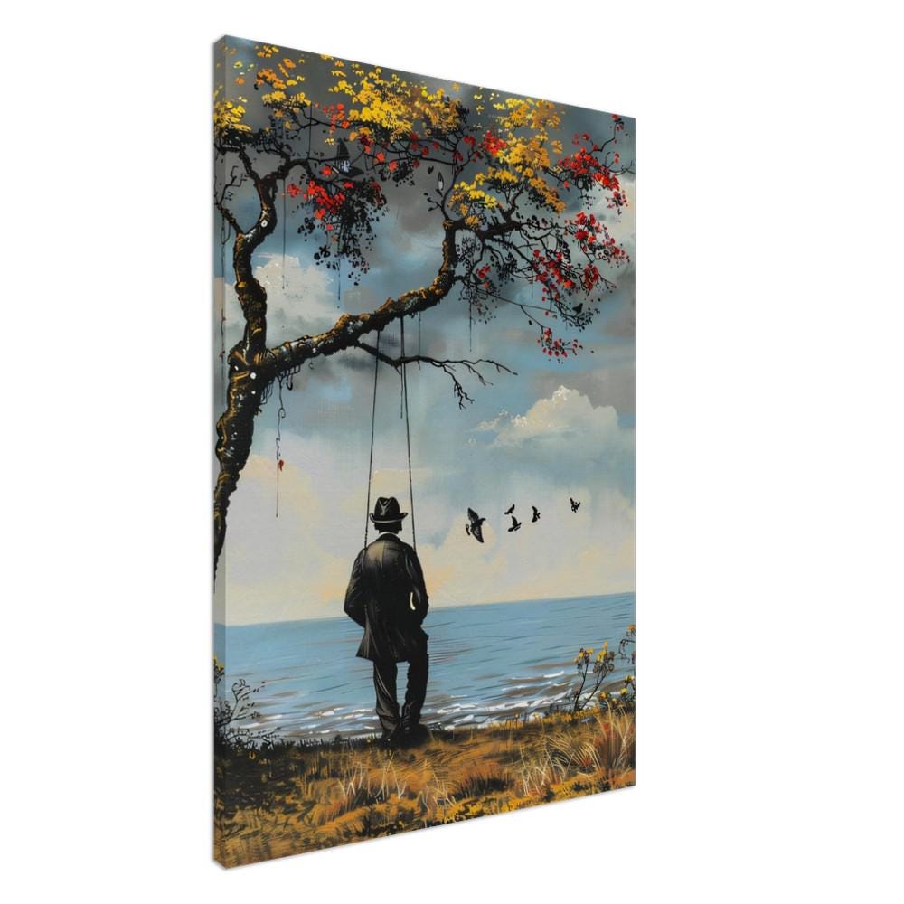 Banksy Style Canvas Print – Modern Street Art Wall Decor, Urban Graffiti Art, Black and White Canvas Art, Edgy Home Decor
