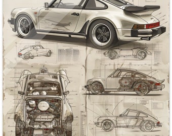 額入りポルシェ911キーデコレーション｜NFCチップ付き自動車設計図