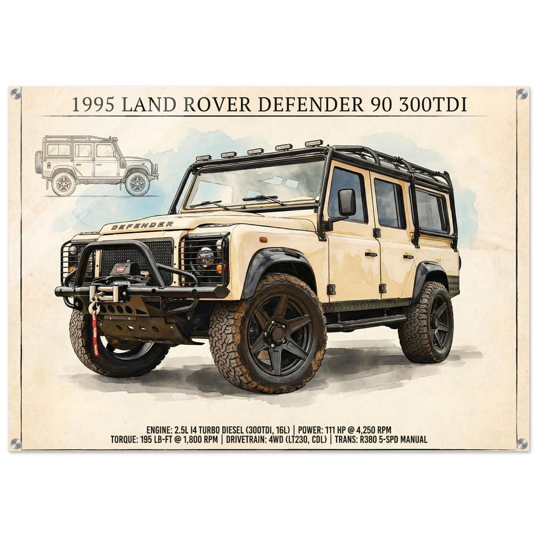1995 Land Rover Defender 90 Acrylic Wall Art | Auto Enthusiast Gift - Etsy