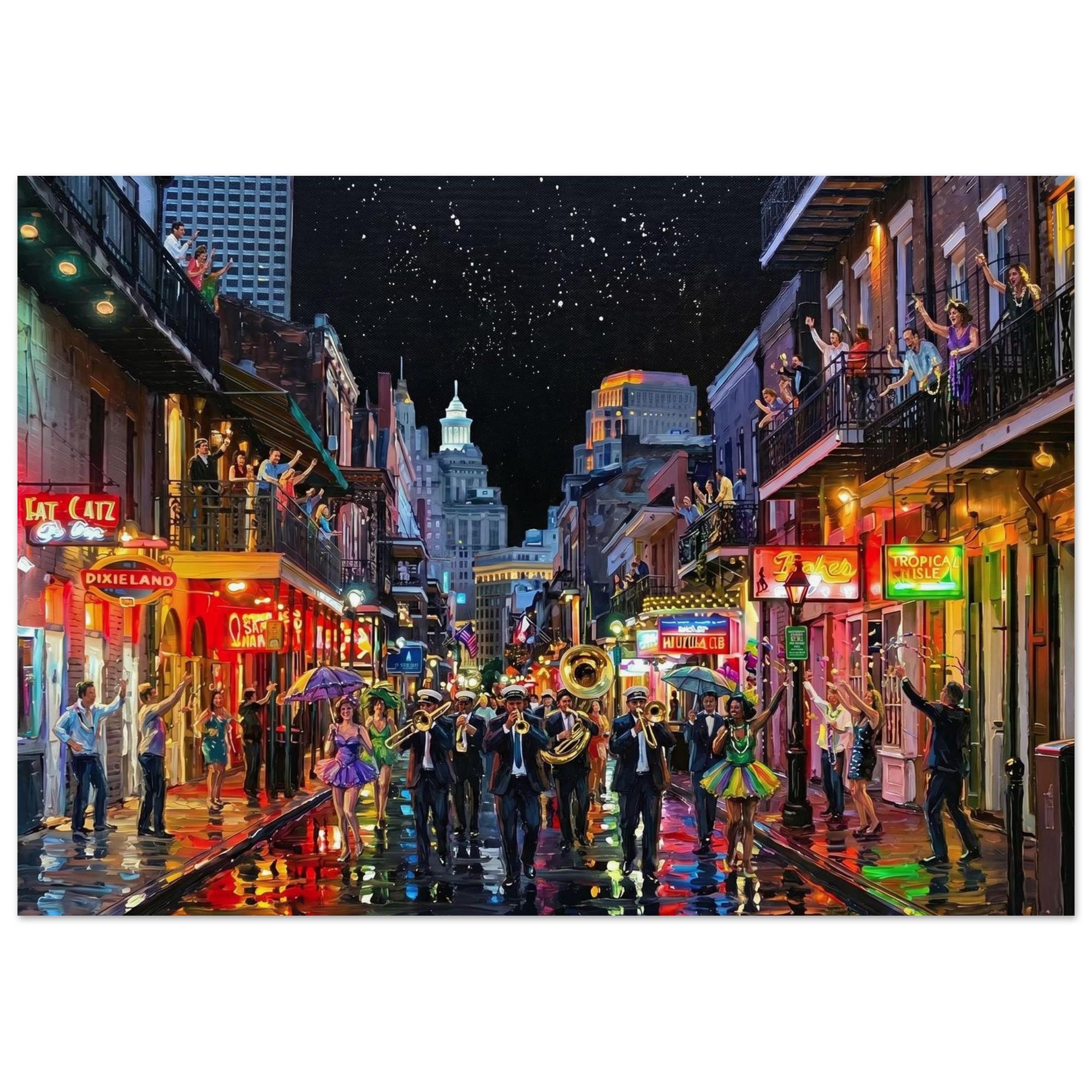 New Orleans Wall Art | Bourbon Street Palette Knife Oil Painting
