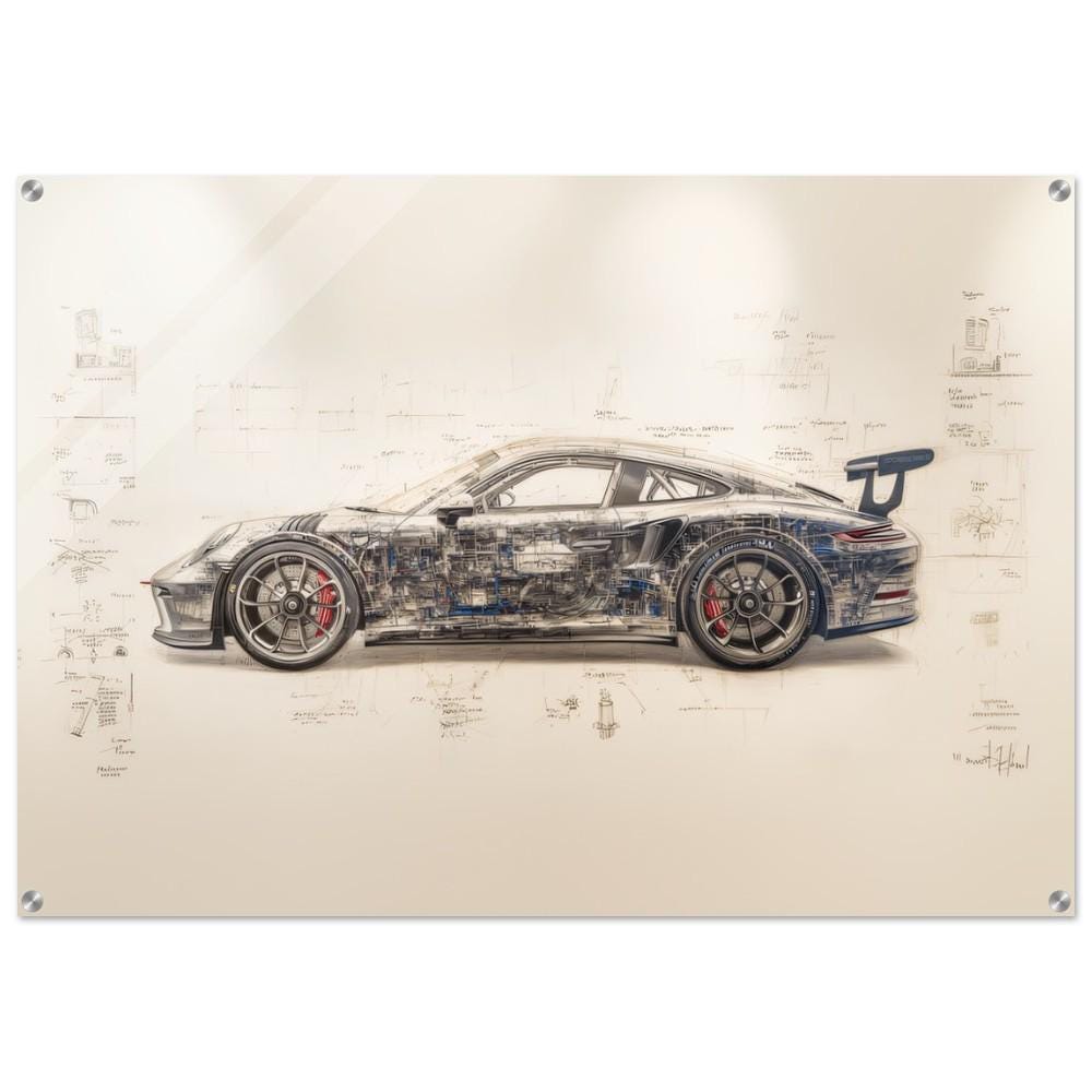 Porsche 911 GT3 Wall Art | Blueprint Technical Print | Porsche