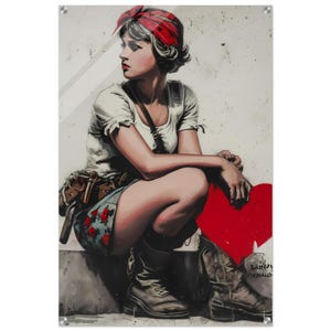 Banksy-Inspired Heart Girl Wall Art | Retro Graffiti Feminist Print