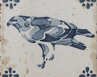 Tuile portugaise peinte à la main, Tuile décorative, Collection d'animaux, Faucon